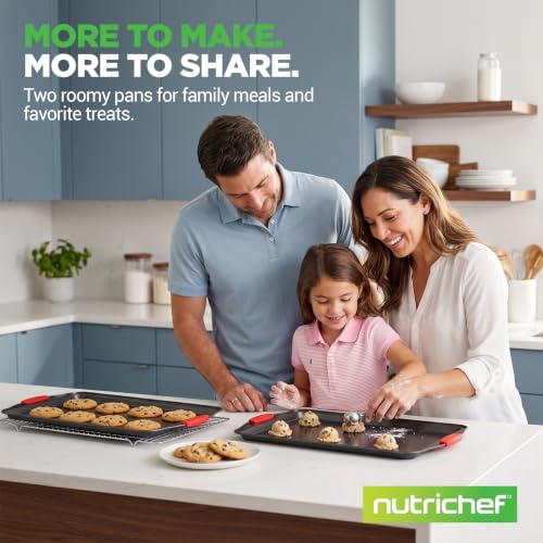 NutriChef Baking Sheet Set, 2-Piece Nonstick Cookie Sheets - size: 2-Piece Large