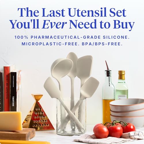 GIR: 5-Piece Silicone Essentials Kitchen Utensils Set – Cream - color: Cream, size: 5 - Piece Set