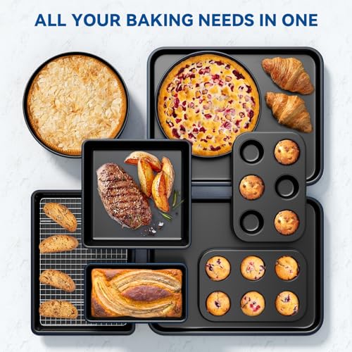 Wildone 13-Piece Baking Pans Set, Nonstick Bakeware Sets, Blue - color: Blue