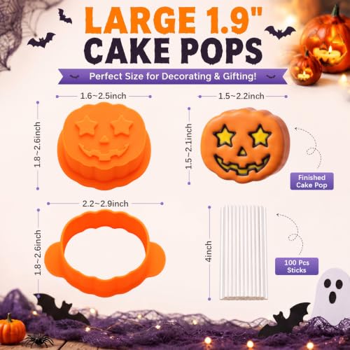 10 Pcs Halloween Cake Pop Molds Set with 100 Sticks - style: Halloween Style
