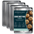 Commerical Quality Cookie Sheet Pan - 4 Pack Aluminum Half Sheet Baking Pan by Saffron & Sage Home Living - This 18x13 Rimmed Baking Sheet Set is Rust & Warp Resistant, Heavy Duty, of Thick Gauge - size: 4 Pack Cookie Sheet
