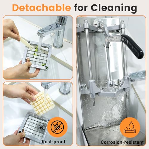 BIEAMA French Fry Cutter with 4 Blades, 1/4", 3/8", 1/2" & 8 Wedge - size: 1/4" & 3/8" & 1/2 & 8-wedge (Vertical Machine)