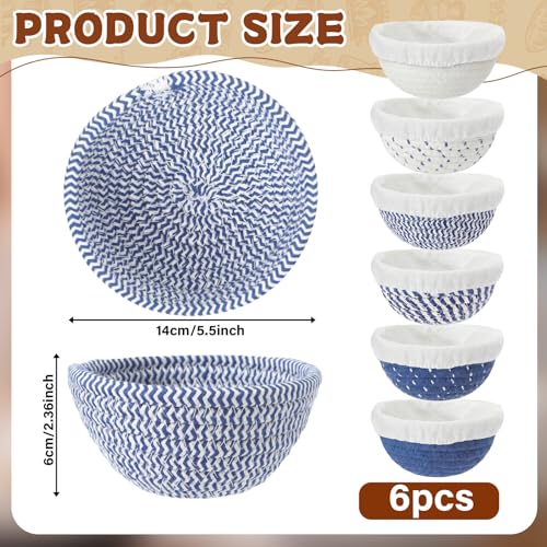 6 Set Mini Banneton Basket for Sourdough Bread Proofing, Blue - color: Blue, size: 5.5 x 2.36 Inches