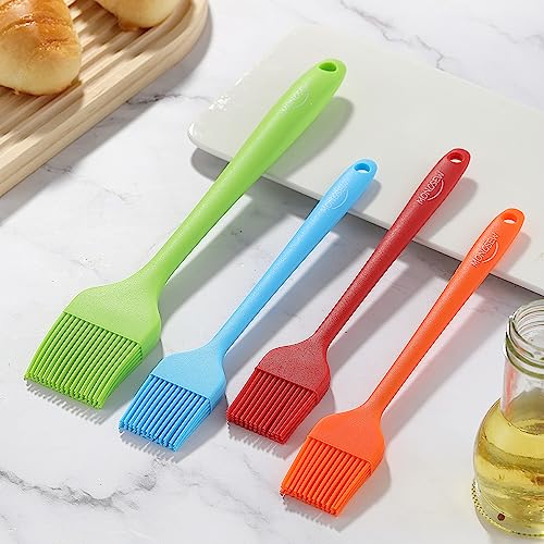 4PCS Silicone Basting Pastry Brush, MONGSEW Heat Resistant Food Brush Spread Oil Butter Sauce for BBQ Grill Baking Kitchen Cooking, BPA Free, Dishwasher Safe (Multicolor, 4 Pcs) - size: 10.2*1.7