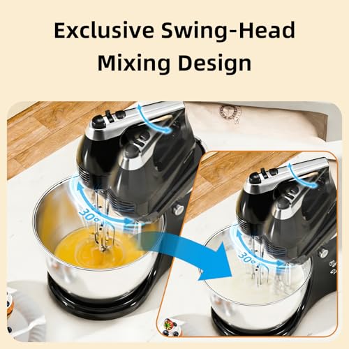 4.8QT 2-in-1 Stand Mixer, Black - color: Black, size: 4.8QT