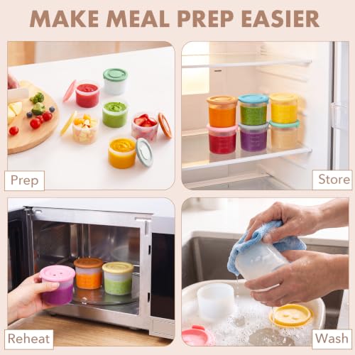 URMYWO 6 Pack Silicone Baby Food Containers,4 oz Portion Storage Containers - color: Blue+Bean Green+Yellow+Gray+Brown+Pink