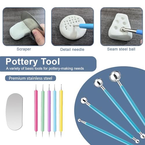 1DFAUL 29Pcs Sculpting Tools Kit with Air Dry Clay Glaze & Varnish (Gloss)