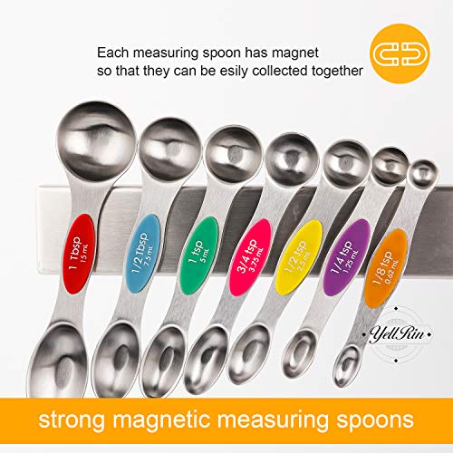 Magnetic Measuring Spoons Set Stainless Steel Dual Sided Measuring Spoons - color: Color