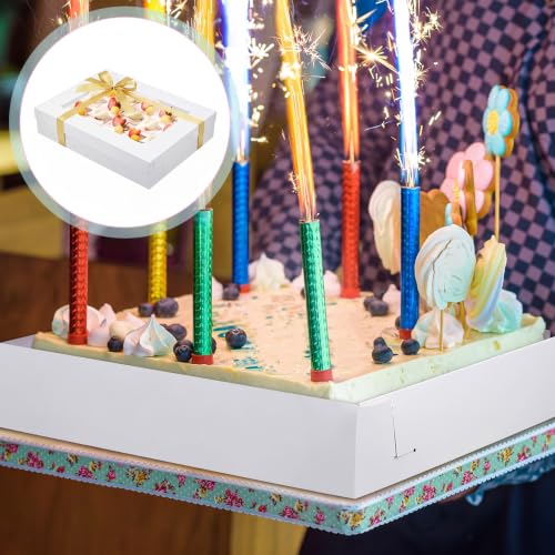 5 Set Full Sheet Cake Boxes with Cake Boards Window Gold Ribbon - color: Gold
