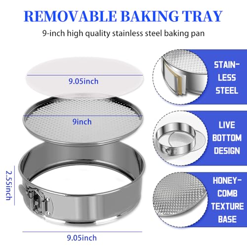 9Inch Steel Cheesecake Springform Cake Pan with 30Pcs Parchment Paper Liner