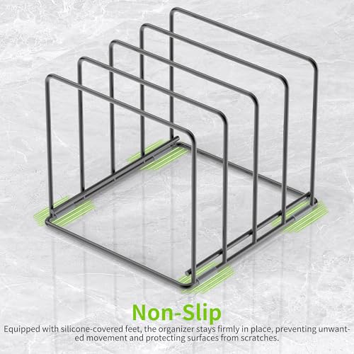 Kitchen Organizer Rack - 4-Slot Heavy-Duty Holder for Cutting Boards,Cookware – Rust-Resistant, Space-Saving Design with Non-Slip Feet for Countertop and Cabinet Storage (1 Pack) - size: 1 Pack