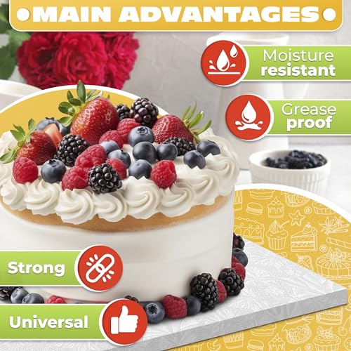 NADOBA 13.8" x 9.9" Rectangle Cake Drum for Cakes and Pastries, 1/2" Thick - color: White