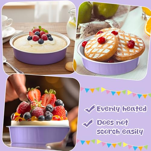 Yinder 8 oz Disposable Creme Brulee Ramekins with Lids, 4 Inch Mini Pie Tins Aluminum Foil Pie Tart Cake Baking Pans Individual Round Containers Oven Safe(Taro Purple,120 Pcs) - color: Taro Purple