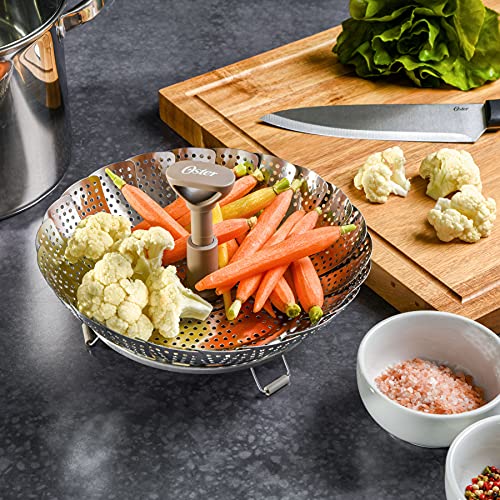 Oster Sangerfield Stainless Steel Expandable Steamer Insert 7 to 10.5 Inches – Adjustable Kitchen Cookware Accessory for Steaming - size: 1.1 Quarts