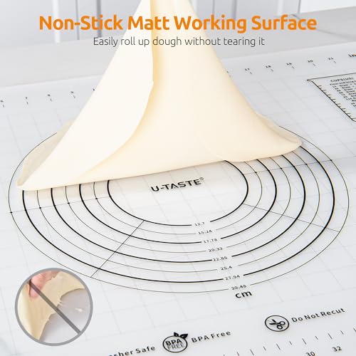 U-Taste Silicone Pastry Mat, Dough Rolling Baking Sheet, 28x20"/Transparent - color: Transparent, size: 27.6"L x 19.7"W