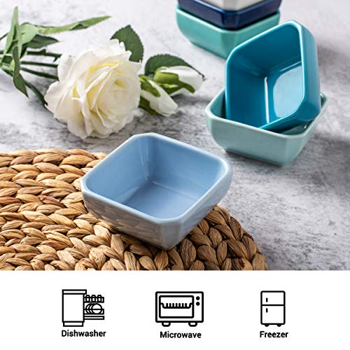 DELLING 3 Oz Ceramic Dip Bowls Set of 6 Colorful, Porcelain Dipping Sauce Cups - Small Bowls for Soy Sauce Ketchup BBQ Condiment, Stackable Dishwasher Microwave Safe - size: 3oz