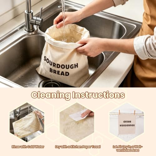 Bread Bags for Homemade Bread,Beeswax Bread Bags for Sourdough-2packs