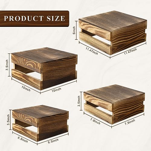 Sieral 4 Pcs Wood Cupcake Stand Dessert Display Risers,Rustic Dark Brown - color: Rustic Dark Brown