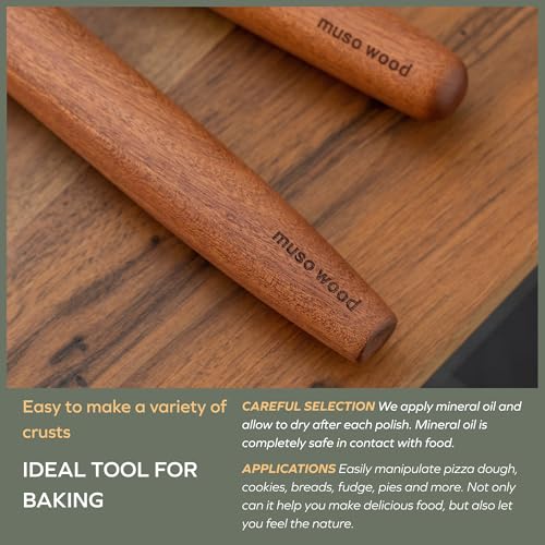 muso wood Sapele French Rolling Pin for Baking - size: 15.75in French Rolling Pin