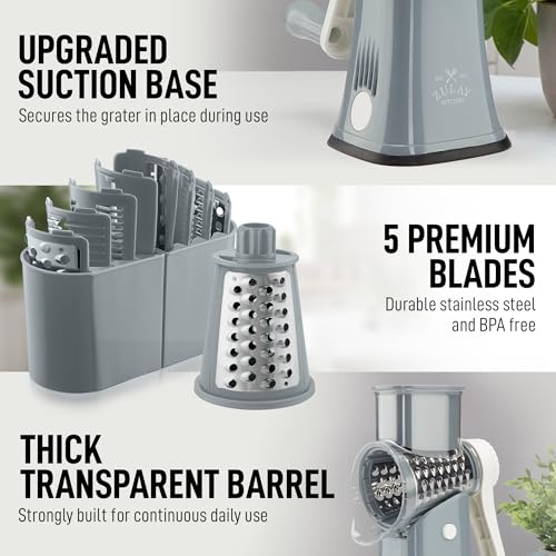 Rotary Cheese Grater Hand Crank, Vegetable Shredder - Gray & White - color: 05 - White and Gray