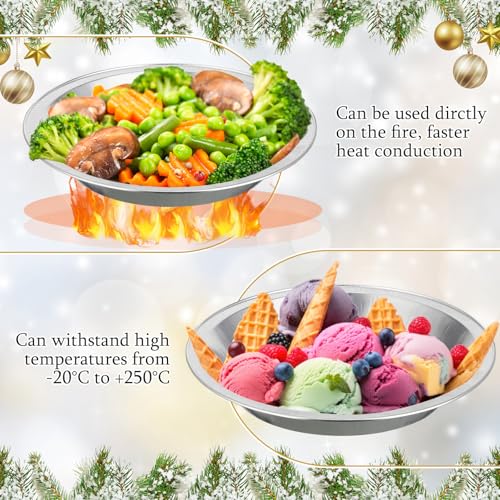 25 Pack 9 Inch Heavy Duty Aluminum Pie Tins with Lid, Silver - color: Silver