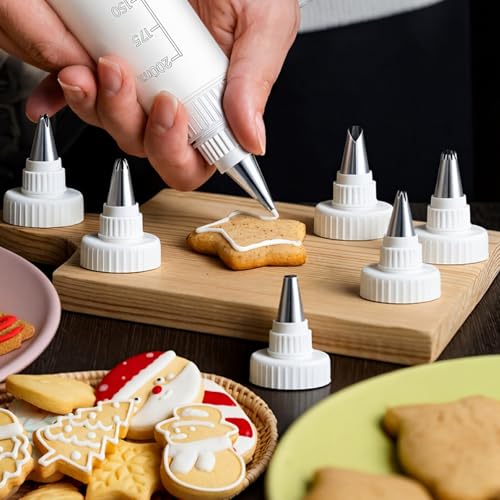 4 Pcs 4oz Cookie Icing Bottles with 6 Different Tips 2 Funnels