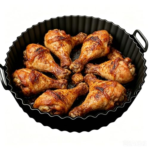 Reusable Air Fryer Liner, Divided Air Fryer Baking Pan, Food Grade Silicone Baking Mat High Temperature Resistant Cake Mold - color: Gray