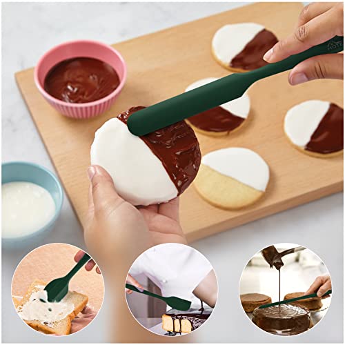 HOTEC BPA-Free Silicone Rubber Spatula Set, Dark Green, Set of 5 - color: Dark Green
