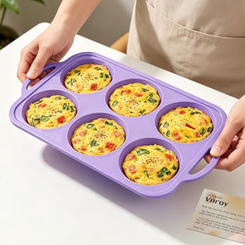 4 Inch Jumbo Silicone Muffin Top Pan with Frame Non Stick Egg Mold Baking - color: Purple