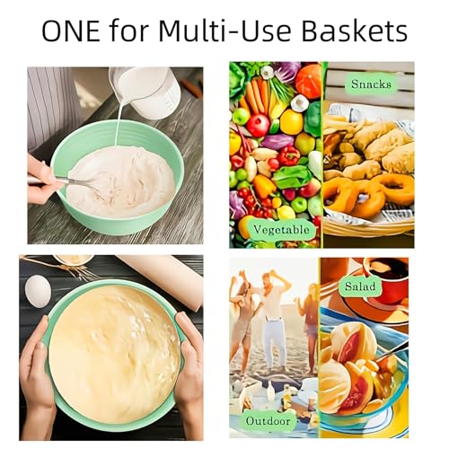 Banneton Bread Proofing Baskets,Silicone Sourdough Bread Baking Supplies, Bread Proofing Baskets for Sourdough, 10" Oval Collapsible Sourdough Baking Basket (Green) - color: Green