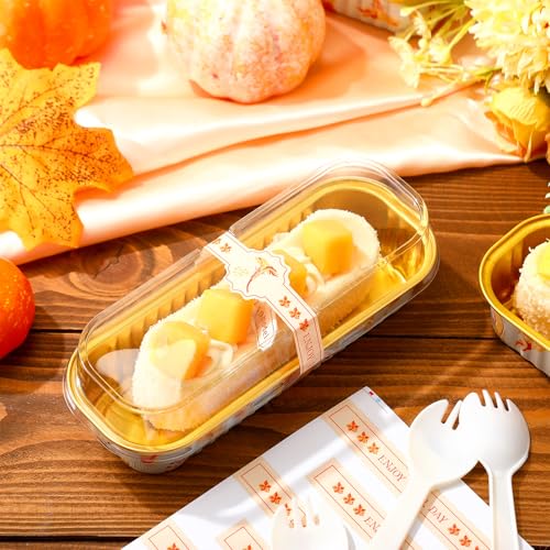 Tioncy 100 Pcs Mini Loaf Pans with Lids Spoons, Pumpkin - style: Pumpkin
