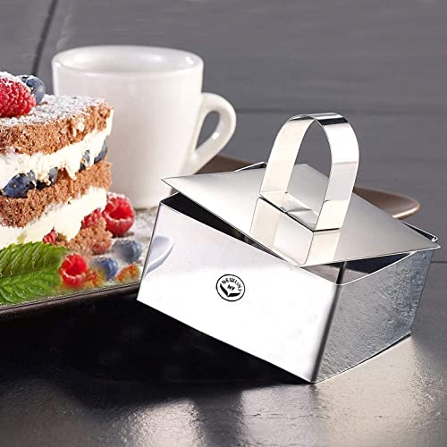 NewlineNY Stainless Steel Dessert Rings (12 Pcs) Round Square Rectangular Appetizers Molded Salads, Cakes Mousse Molding Layering Cake Cutter - size: 12 Pcs Round Square Rectangular