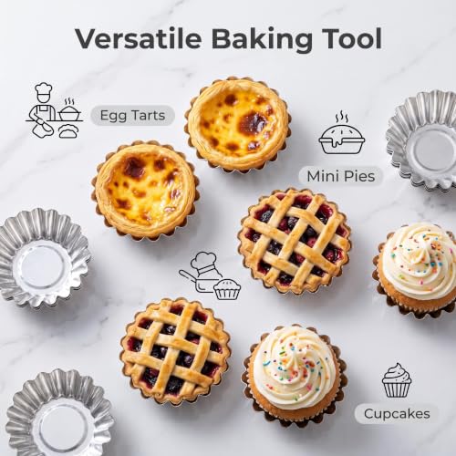 20 Pcs Aluminum Foil Tart Pans, Mini Pie Tins for Baking & Desserts