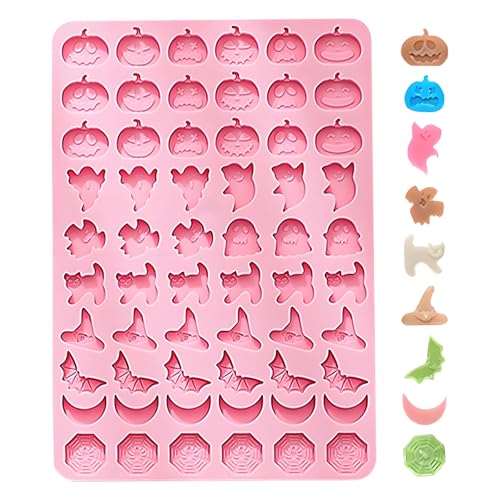 Halloween Silicone Candy Chocolate Mold with 15 Spooky Shapes - color: Pink-QY309