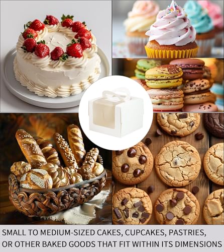 40 Pack 5x5x4 Inch Cake Boxes with Handles & Window