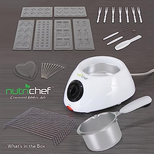 NutriChef Chocolate Melting Warming Fondue Pot - 25W Chocolate Melter 8.8 Oz Capacity - Keep Warm Dipping Function & Removable Pot - Perfect for Melting Chocolate, Butter & Cheese - Parties & Dessert