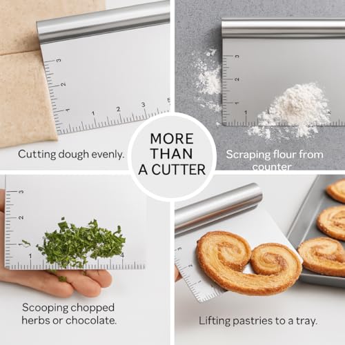 Mrs. Anderson's Baking Pastry Dough Cutter Scraper with Measurements, Stainless Steel - style: Dough Scraper, 18/8 SS