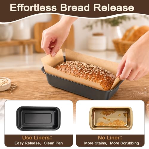 3PCS 9 x 5 Inch Nonstick Loaf Pans with 100PCS Bread Pan Liners Set - color: Black, size: Large 9x5 Inch-3pack