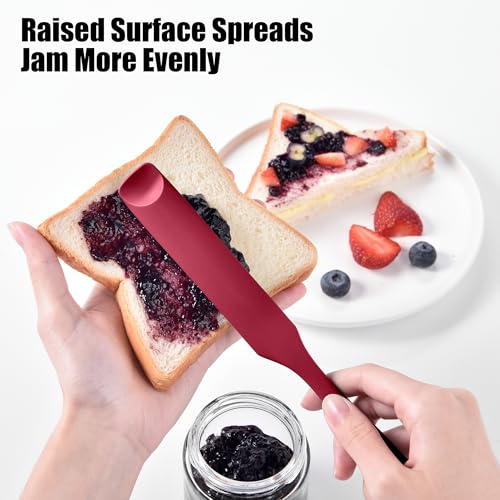 Doosu Silicone Jar Scraper Spatula Long Handle for Peanut Butter (Red) - color: Red, size: 9.7in (jar spatula)