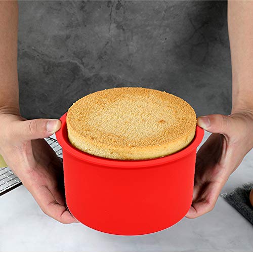 Silicone Mini Round Cake Molds, 4 Inch, Red, Set of 6 - color: Red