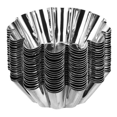 uxcell 30pcs Cupcake Mold, Stainless Steel Mini Cupcake Cake Pans Baking Tool for Cupcakes, Mini Cake, Desserts, Pudding, Flower Shape 2.9 x 1 inch