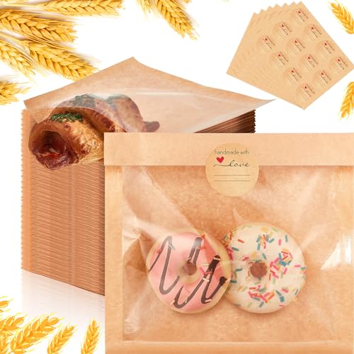 Outus 1500 Pcs Cookie Packaging Bags with Seal, 7.1 x 7.5 Inch, Brown - color: Brown, size: 7.1 x 7.5 Inch