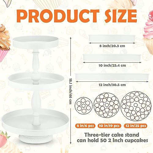 Maxdot 2 Pcs 3 Tier Cupcake Stand, Round Metal Dessert Tower,White