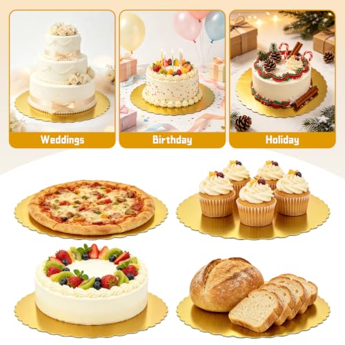 8 Pack 10 Inch Round Cake Boards,Gold Wave Cake Circles Base Stand - color: Gold, size: 10Inch, style: Wavy Edge