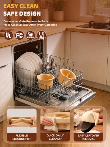 LUSHYUM Electric Chocolate Fondue Pot Set, 4-Cup Chocolate, Rotating Tray - color: White-fondue Pot