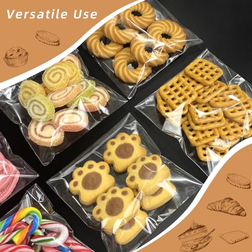 4x4 Inch Cookie Bags, 120 Pcs Clear Self Sealing Cellophane Treat Bags for Candy, Jewelry, Gift Wrapping, Party Favors, Crafts, Cookie Wrappers Self Adhesive - size: 4x4 Inch