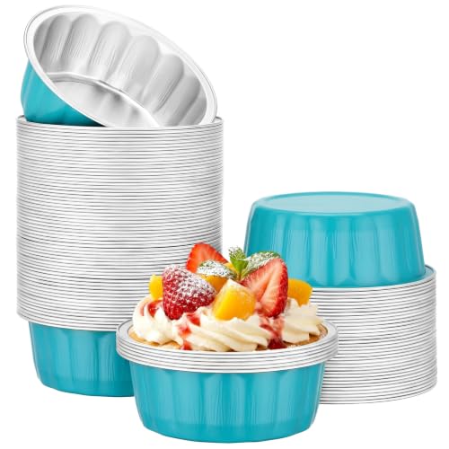 Beasea 8oz Disposable Ramekins, 100 Pack Blue Green Baking Cups Only - color: Blue Green