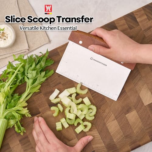 Stainless Steel Dough Scraper with Wooden Handle | Bench Scraper for Bread & Pizza Dough, Pastry Cutter, Chopper | Heavy-Duty Baking Tool for Kitchen Prep, Griddle Cleaning & Pastry Making
