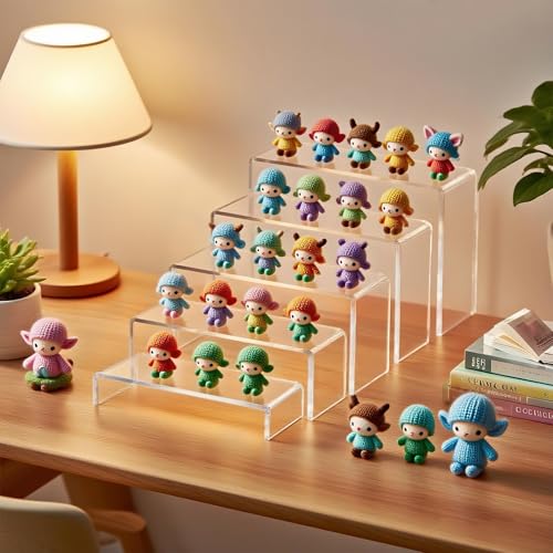 OVNTHYK Acrylic Risers 10 Pcs (2 Sets), Clear Display Stands, 5 Sizes