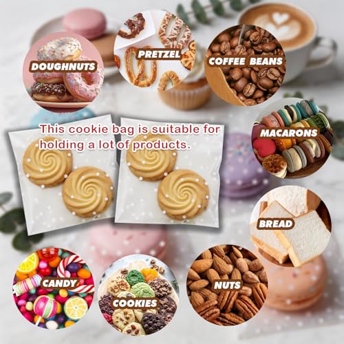 200Pcs White Polka Dot Cookie Bags, Self Sealing Cellophane Bags - color: Polka Dot-white, size: 4 x 4 inch